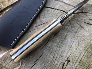 Couteau de chasse en acier damas fait à la main couteau de Camping couteau de Camping OEM pris en charge lame fixe gaine en cuir Camping en plein air survie - Product Image 4