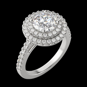 แหวนหมั้นผู้หญิงทรงกลมทรงกลมรัศมีคู่ - Product Image 6