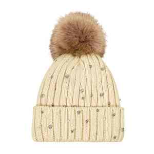 <b>Top</b> Quality Women Winter Warm Hats Soft Wool Knit Beanie Hats Pom Pom <b>Woolen</b> Hat With Rhinestones For Ladies Custom Design - Product Image 2