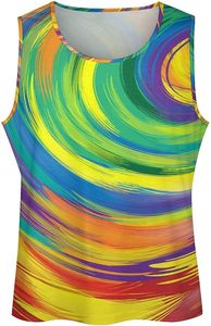 Camiseta sin mangas para hombre Edgeco International, diseño abstracto con remolinos coloridos, ecológica, de secado rápido, para entrenamiento, gimnasio y fitness. - Product Image 3