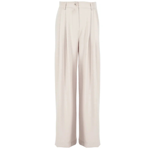 High Waist Wide Leg <b>Pants</b> Pleated Solid Color Crepe Fabric Minimalist Style Full Length Women's Trousers Spring Season - Product Image 3