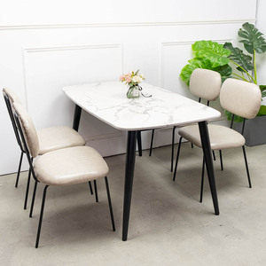 Ensemble de table à manger extensible Aster 140x80cm, pieds en fer et plateau en marbre AK218A, petit mobilier pour la maison et les restaurants - Product Image 3