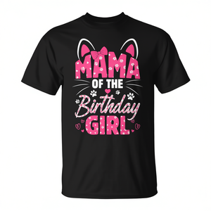 T-shirt coordinata per la famiglia a tema gatto: Mamma della gatta di compleanno, gatto, gattino e padroni - T-shirt promozionale a tema gatto - Product Image 2