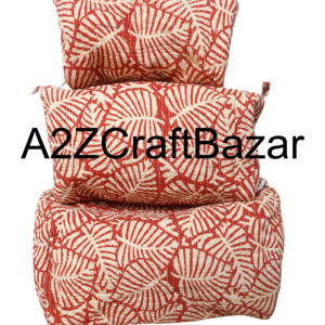 Trousse de Maquillage de Voyage en Coton Écologique, Durable et Légère, avec Fermeture Éclair à Motif Pompon et Poignée Souple – Lot de 3 - Product Image 1