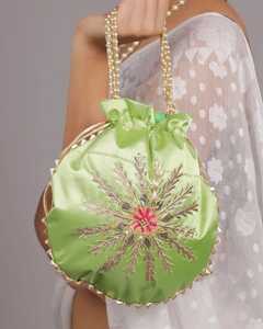 Bolsos Potli Tradicionales, Bolso de Mano para Mujer, Bolso Hecho a Mano, Regalo de Navidad, Bolso de Mano Tipo Clutch, Lote al por Mayor de Bolsos Potli para Bodas - Product Image 4