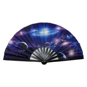 พัดมือพับได้แบบกำหนดเอง ขนาด 33 ซม. ทำจากไม้ไผ่ สีดำ สะท้อนแสง - Product Image 2