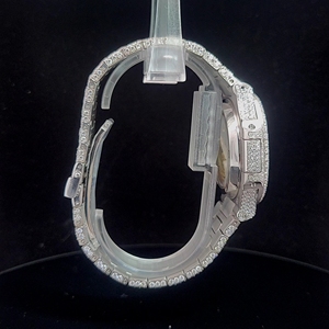 Reloj de Pulsera de Lujo, Estilo Tonneau, con Incrustaciones de Moissanita, Redondo, Mecánico Automático, Estilo Hip Hop - Product Image 4