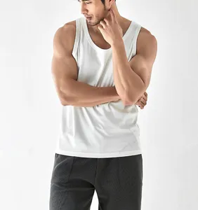 Mens Personalizado Branco Rapidamente Seco Tanque Top Ginásio Musculação Tanque Tops Fitness Men Workout Muscle Vest corte Respirável Sustentável