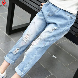 Pantalones de mezclilla de algodón para mujer, Cintura elástica de alta calidad, estilo recto, cómodo, informal, a la moda, cinturón ajustado oscuro, decoración - Product Image 2