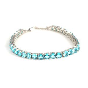 925 Sterling Silver Round <b>Bracelet</b> with <b>Aquamarine</b> Stone for Gift Occasions - Product Image 1