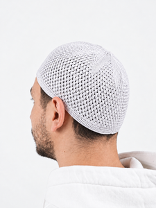 Bonnet de prière Kufi blanc en tricot pour hommes – Respirant, léger, polyvalent pour le quotidien - Product Image 6