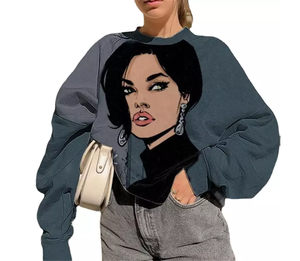 Sweat-shirts à manches longues pour femmes de qualité supérieure, imprimés sur mesure, nouvelle collection hiver, polyester/coton, streetwear - Product Image 4