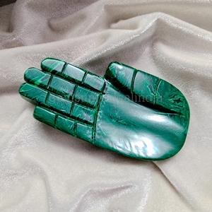 Malachite naturelle Hamsa Gemstone Fantaisie Main de Dieu Fatima Main Fabrication de bijoux 100mm Cadeau pour elle de l'Inde - Product Image 3