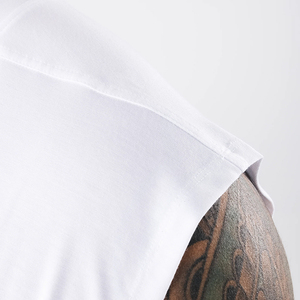 Débardeurs de sport personnalisés en gros avec logo, 63% polyester, 32% rayonne, 5% élasthanne, chemises athlétiques musculaires sans manches pour hommes - Product Image 4