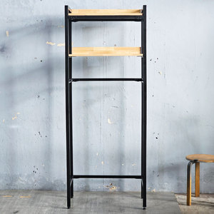 KMG68011 2-Tier Top-Loading Washing <b>Machine</b> Rack with Iron Frame and Wooden Top for Bathroom Shelves - Product Image 5