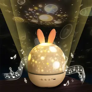 Bluetooth Sternen-Nachtprojektor Licht 8 Lullabies Spinning Stars Ferntimer USB Kinder Schlaf Kinderzimmerlampe mit mehreren Themen