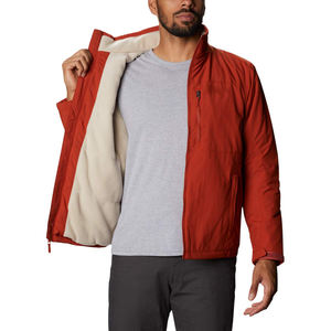 Chaqueta con Capucha de Lona Roja para Hombre, con Cierre, Forro de Lino Cálido, Ligera, Resistente al Agua, Abrigo para Exteriores, Senderismo, Viajes, Otoño - Product Image 6