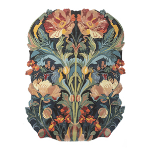 Alfombra Nebulora Azul de Lana y Viscosa Hecha a Mano con Diseño Floral, Rectangular de 9x12, para Entrada, Pasillo, Sala de Estar - Top-345 - Product Image 1