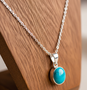 Cadena delicada de Plata de Ley 925 de grado superior, forma de gota Bohemia, Natural curativo colgante de cristal de turquesa, colgantes de moda - Product Image 5