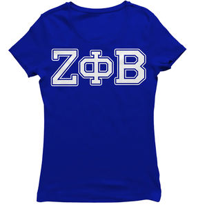 Camiseta de Chenilla Zeta Phi Beta Azul con Letras Griegas Bordadas, Ropa de Sororidad, Camiseta Universitaria de Algodón para Mujer - Product Image 3