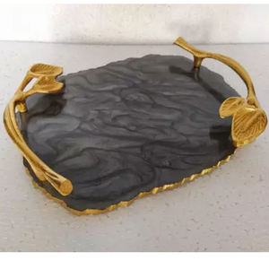 Bandeja de servicio de tablero MDF envejecido de alta calidad hecha a mano con incrustaciones de resina MOP personalizado nuevo diseño Venta caliente - Product Image 3