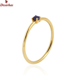 Bague minimaliste faite à la main en argent sterling 925 plaqué or 18 carats pierre de lapis belle conception simple bague de fête pour femmes - Product Image 2