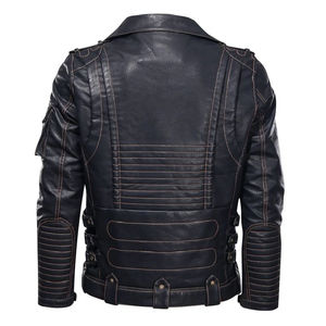 Chaquetas de moto de cuero genuino a la moda de alta calidad para hombre, chaquetas para hombre, además de chaqueta de cuero, servicio OEM - Product Image 5