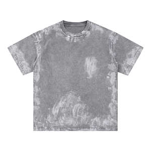 T-shirt à col rond personnalisable pour hommes en coton délavé à l'acide surdimensionné imprimé vintage blanchi t-shirts Boxy en détresse vente en gros - Product Image 6