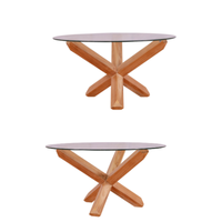 Table à manger ronde en verre moderne et élégante Meubles de maison convertibles élégants avec un design élégant pour la décoration de la maison Métal Teakwood