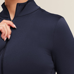 Veste de sport pour femme, écologique, respirante, extensible dans quatre directions, à manches longues, zippée, coupe ajustée, pour la course à pied et le yoga, avec poches - Product Image 4