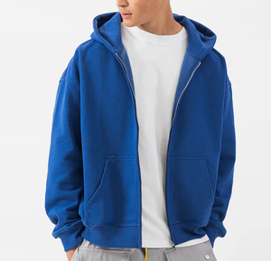 Vente en gros de sweats à capuche zippés pour hommes, personnalisables avec logo brodé, 100% coton, sweats à capuche zippés surdimensionnés pour unisexe - Product Image 4