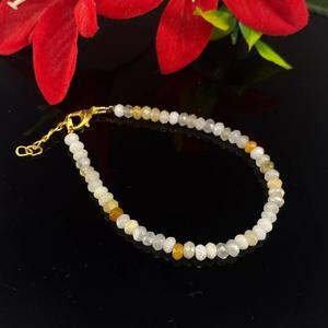 Pulsera de ópalo blanco facetada hecha a mano gemas Rondelle con cuentas de moda para mujeres y hombres - Product Image 3
