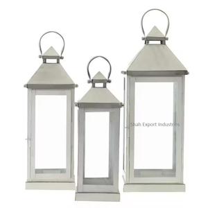 Ensemble de lanternes à bougies en acier inoxydable/verre pour décoration de table de 3 tailles différentes pour décorations intérieures et extérieures - Product Image 4