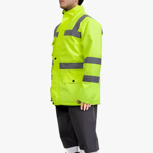 High Visibility ANSI Class 1 Customizable Safety <b>Jacket</b> LED Flash <b>Waterproof</b> Polyester Breathable Fabric Reflective Strips Logo - Product Image 1