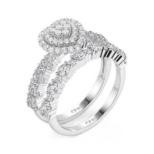 แหวนหมั้นรูปหัวใจสองวง Jeulia ทำจากเงินสเตอร์ลิง - Product Image 2
