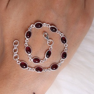 Plata de Ley 925 hecha a mano piedra preciosa granate Spinner pulsera joyería 925 piedra sólida estilo bohemio diseñador joyería de la mejor calidad - Product Image 2