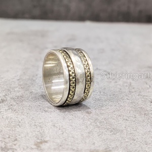 Anneau de méditation Spinner Band Bague de pouce pour femme en argent sterling 925 Fidget Bijoux faits à la main Anxiété de Noël Bague Spinner pour homme - Product Image 3