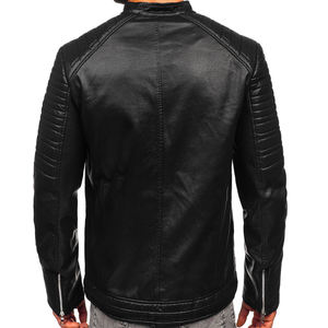 Chaquetas de Cuero Personalizadas para Hombre, Chaquetas de Motociclista de Cuero Cortavientos a la Moda, Chaqueta Bomber de Cuero PU, Ropa Urbana - Product Image 2