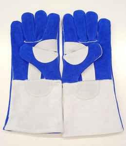 Guantes de seguridad de cuero de piel de vaca Guantes de soldadura rojos resistentes al calor con funciones antideslizantes anticortes ignífugos - Product Image 6