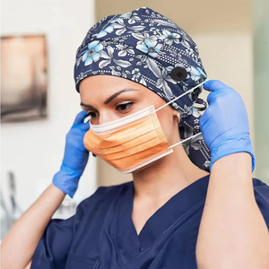 Gorro de trabajo ligero de algodón polivinílico para enfermera, gorro de médico con banda integrada de absorción de sudor y palanca elástica - Product Image 3