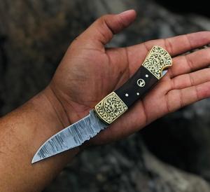 มีดพับเหล็กดามัสกัสทำมือสั่งทำพิเศษ ด้ามไม้ รับผลิตตามแบบ (OEM) สำหรับกิจกรรมกลางแจ้ง ตั้งแคมป์ ล่าสัตว์ ทนทานสูง รับประกัน 3 ปี - Product Image 6