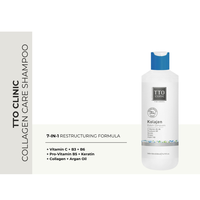 Shampooing capillaire au collagène TTO CLINIC 500 ml, anti-casse, hydratant, complexe de kératine et de vitamine B, nourrissant pour les cheveux, antipelliculaire