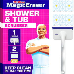 Mr. Clean Magic Eraser Shower Tub Scrubber <b>Plastic</b> Foam Handheld Portable Bathroom <b>Cleaner</b> All-in-One Lemon Starter Kit 1 - Product Image 5