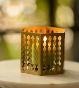Square Shape Metal Candle Holder High Quality Glass Candle Jar Stylish Other Candle Holders Lanterns and for Home Decor - Product Image 1