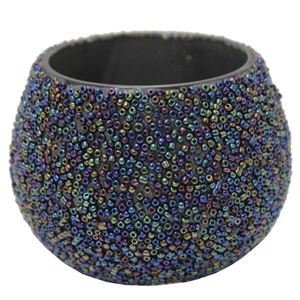 Bougeoir décoratif en mosaïque grise votive ronde en verre d'événement pour la décoration de salon et de fête faite à la main en vrac - Product Image 4