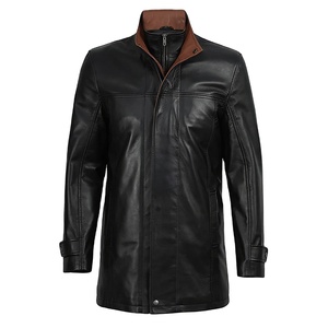 2026 OEM Premium Original Black Long <b>Coat</b> Leather Jackets For Men's High Quality Low MOQ Plus Size Winter Fashion <b>Heated</b> Jackets - Product Image 1