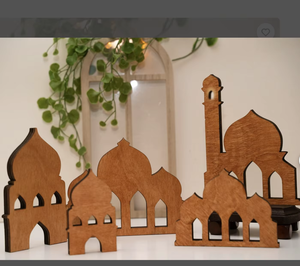 Décoration en bois sculptée, élégante, faite à la main, centre de table islamique, décoration de la maison pour le Ramadan et l'Aïd, ornement élégant en provenance d'Inde - Product Image 4
