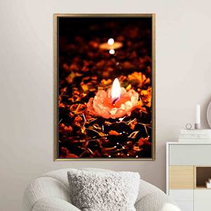 Obra de arte floral abstracta moderna en lienzo - Diseño impreso vibrante para una decoración elegante, LIENZO CON MARCO DORADO - Product Image 1