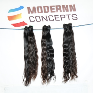 Perruques vierges naturelles noires cuticules alignées aucun traitement chimique cheveux humains du temple indien perruques indiennes brutes ondulées profondes lâches - Product Image 3