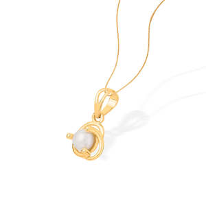 18K Gold Plated Pearl Bloom Diamond Pendant <b>Set</b> for <b>Women</b> Wedding Party <b>Gift</b> - Product Image 4